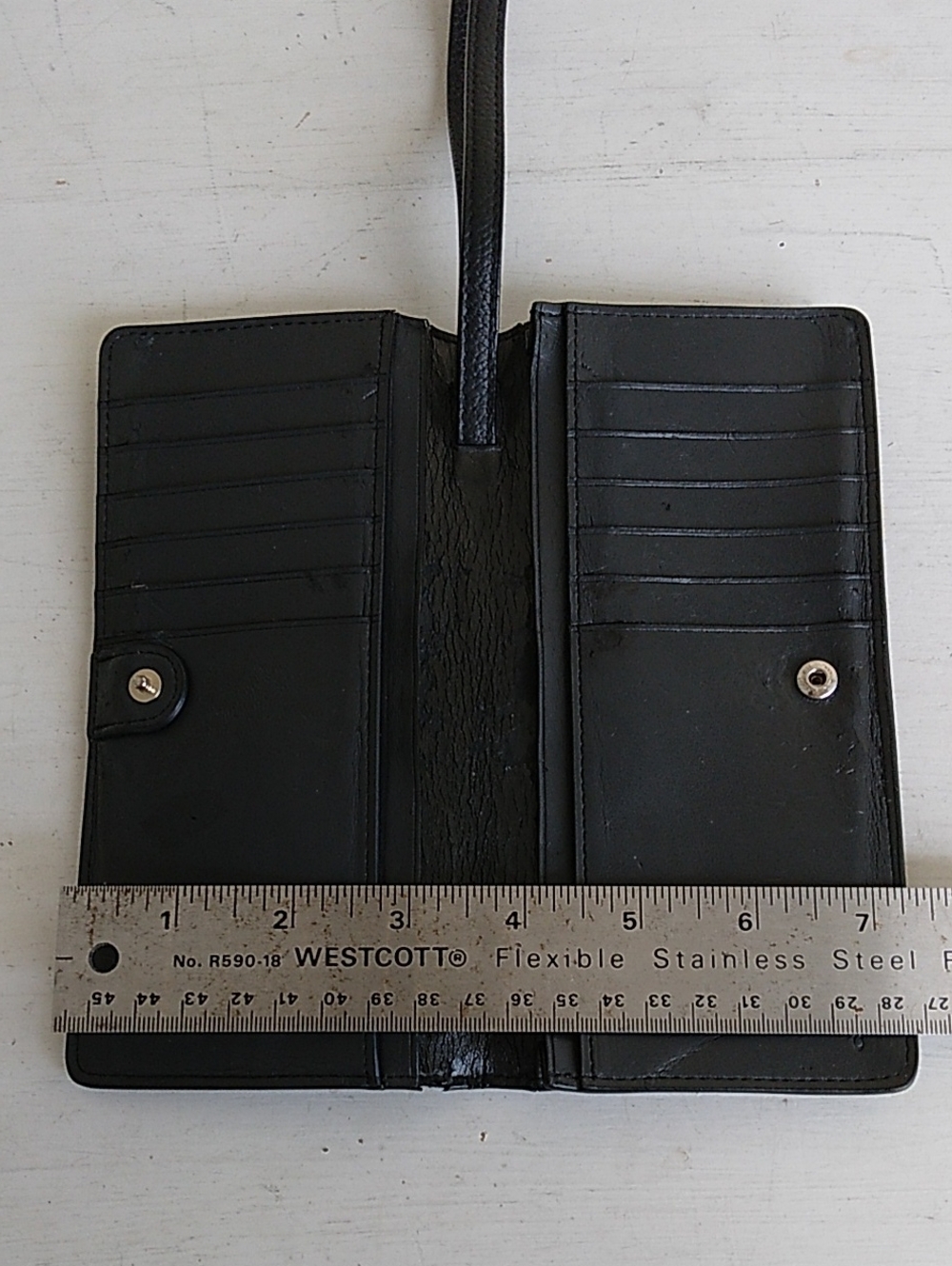 Coach Black Leather Wristlet Card Holder with Gold Logo - Picture 3 of 10